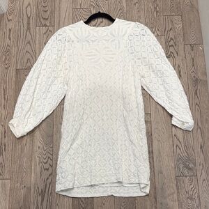 Joie White Textured Puff-Sleeve Tunic